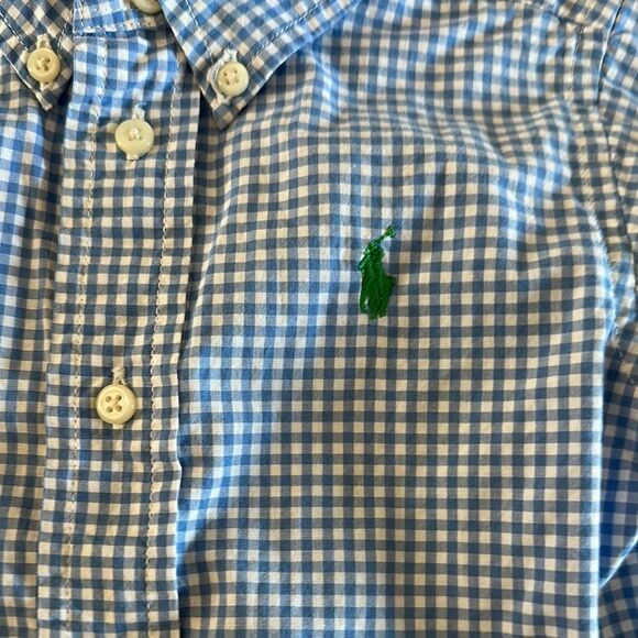 Ralph Lauren Blue & White Gingham Short-Sleeve Button Down Shirt - Size 18M - Picture 2 of 7